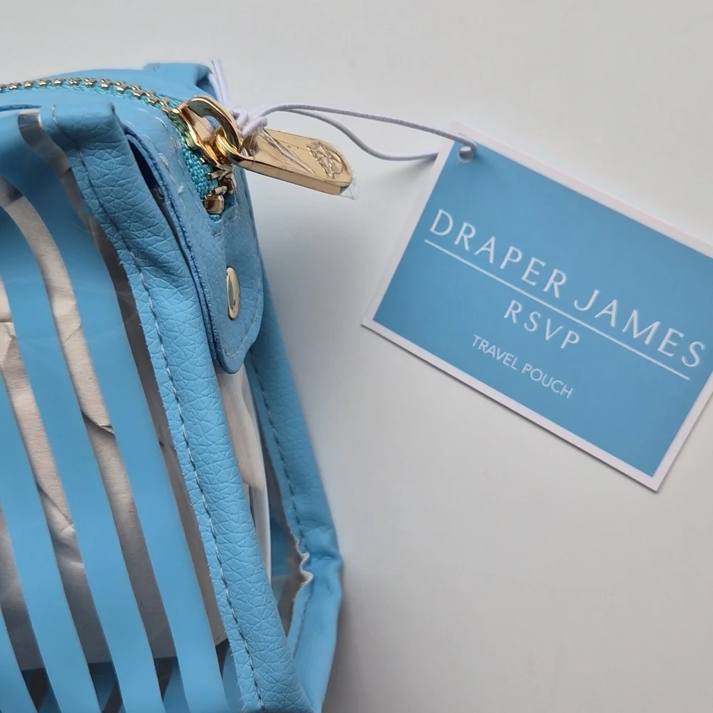 Draper James Sky Blue Striped Travel Pouch